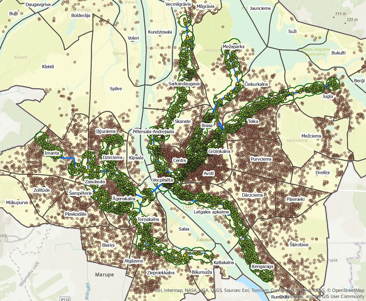 Darbavietu pieejamība ar tramvaju Rīgā